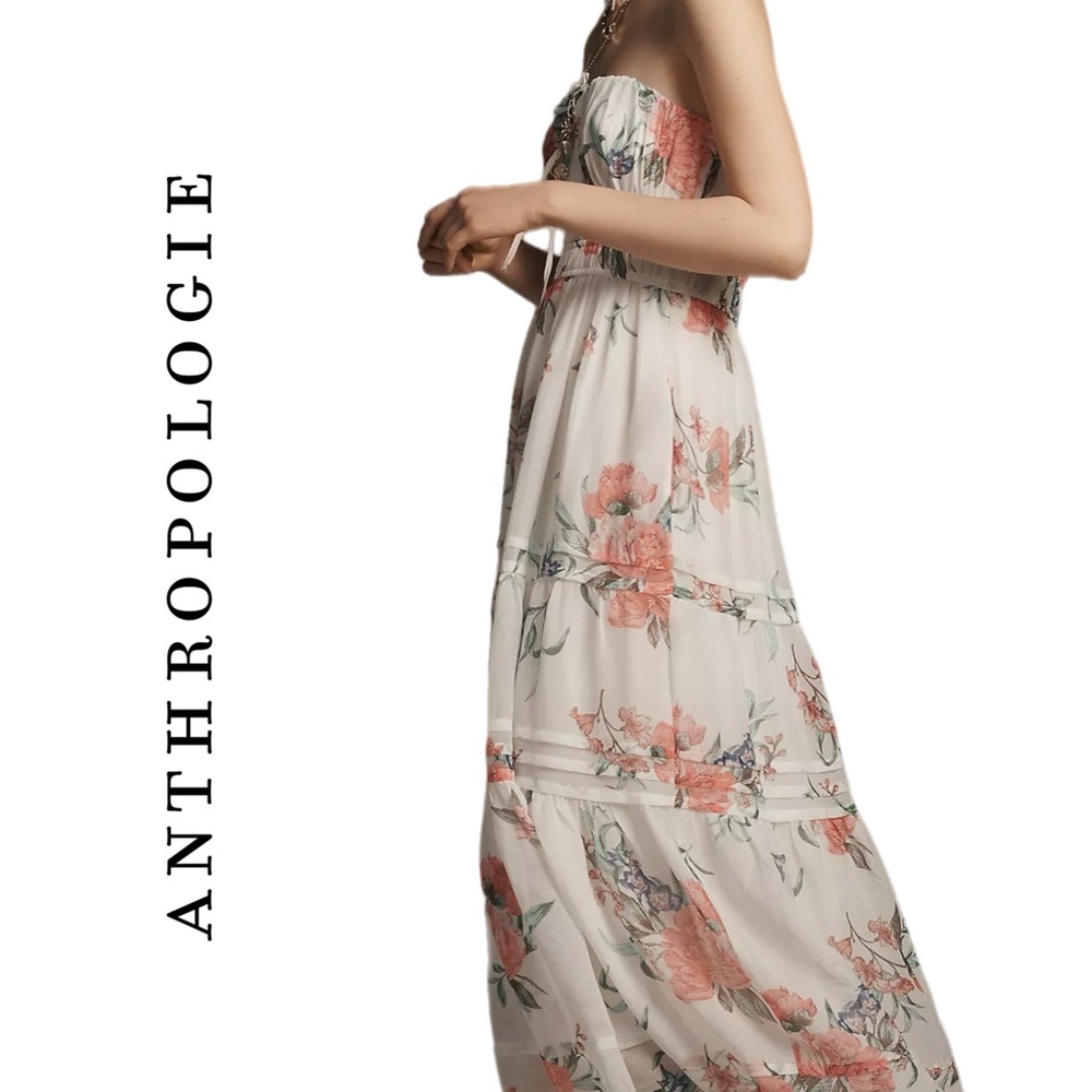 Anthropologie Somerset Strapless Chiffon Midi Dress - Picture 3 of 10
